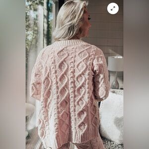 POL Never Too Cozy Cable Knit Sweater Light Pink Size S